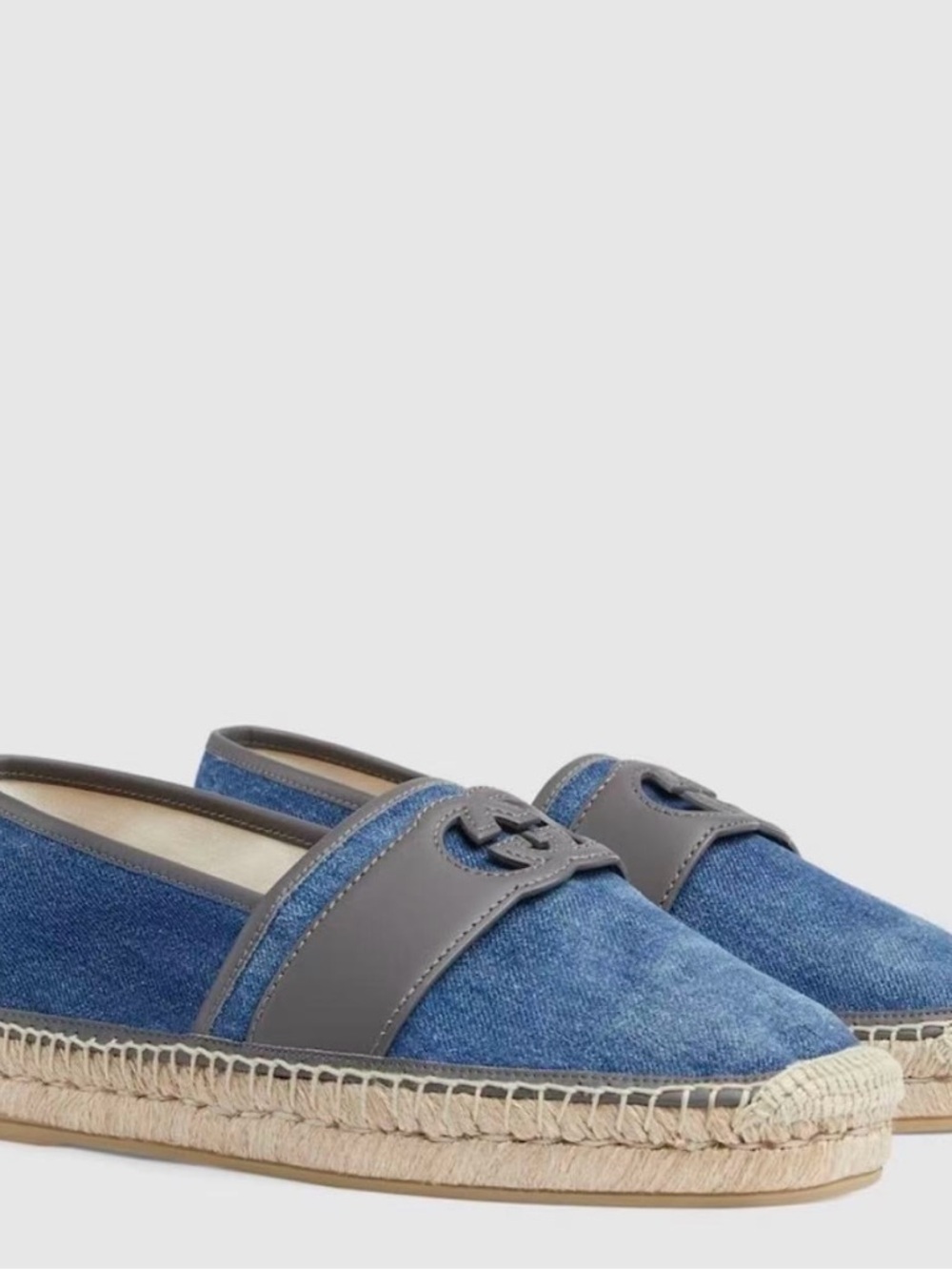 🆕 gucci mens interlocking g espadrilles Blue Denim Espadrille Slip-On - Picture 1 of 6